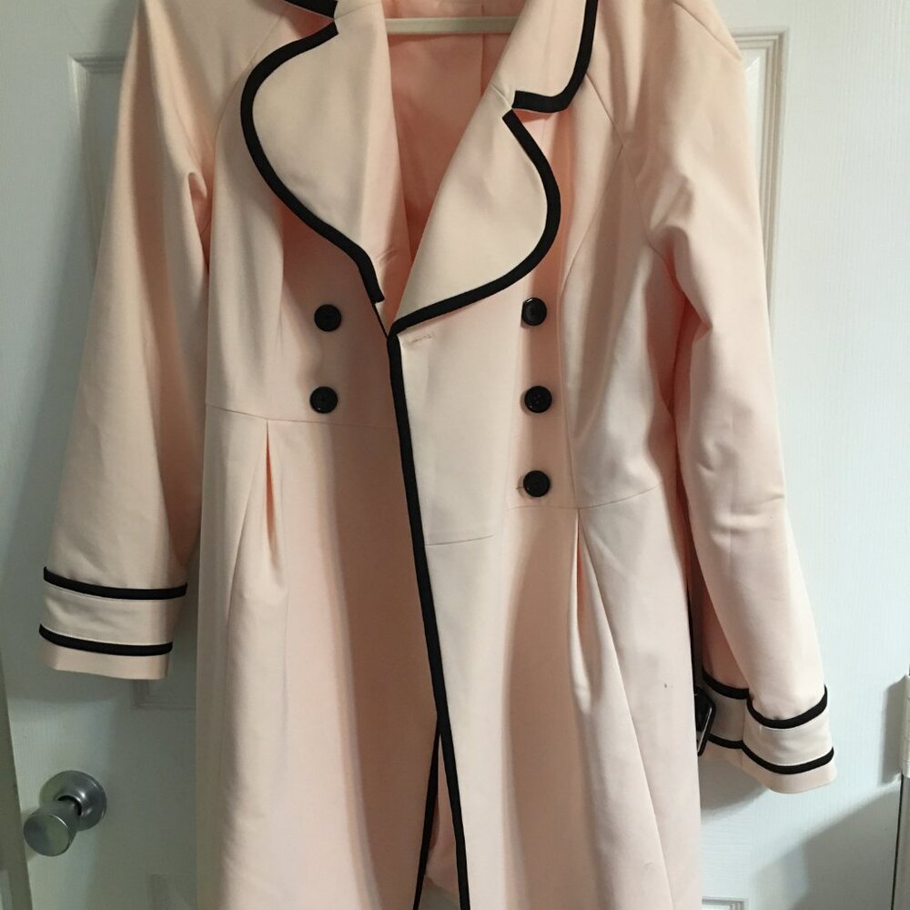 Elle Raincoat Trenchcoat Jacket Size Medium - Picture 2 of 8